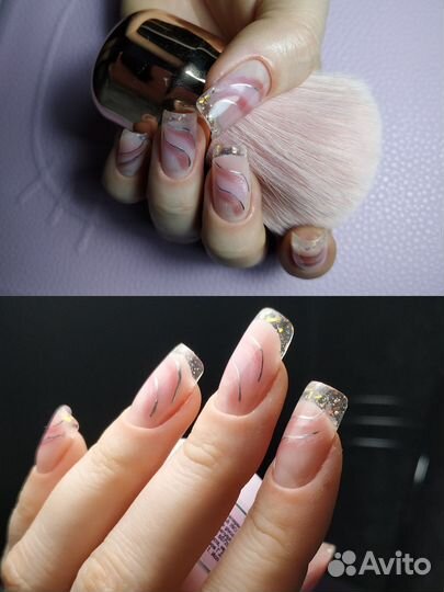 Выкладной френч, наращивание ногтей