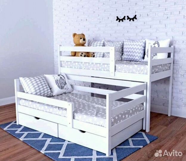 Детская двухярусная кровать выкатная