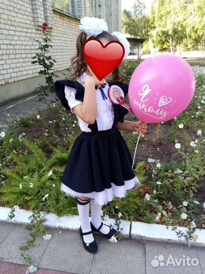 Школьная форма для девочки синяя 128. Сарафан