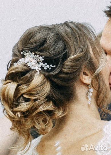 Свадебный гребень в прическу и сережки