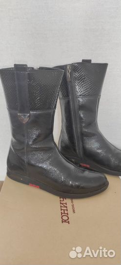 Сапоги лаковые для девочки, натур. кожа