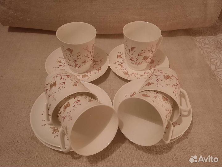 Сервиз кофейный чашки блюдца костяной фарфор