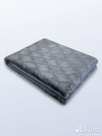 Плед велсофт 200х220 см серый на кровать