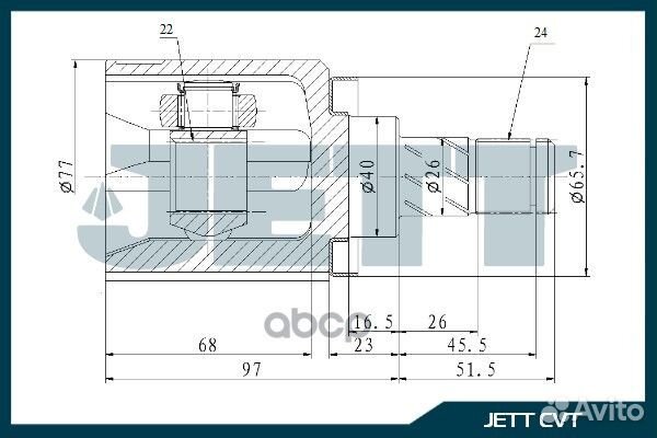 ШРУС внутренний jett V40-1134 V40-1134 jett