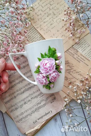 Кружка с декором из полимерной глины