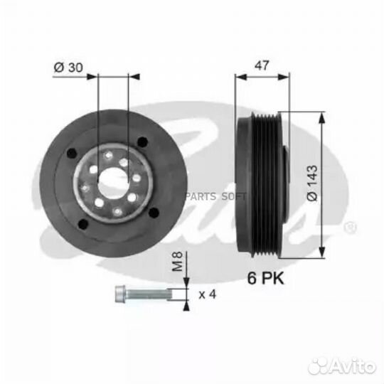Gates TVD1014A Шкив коленвала 7845-20019