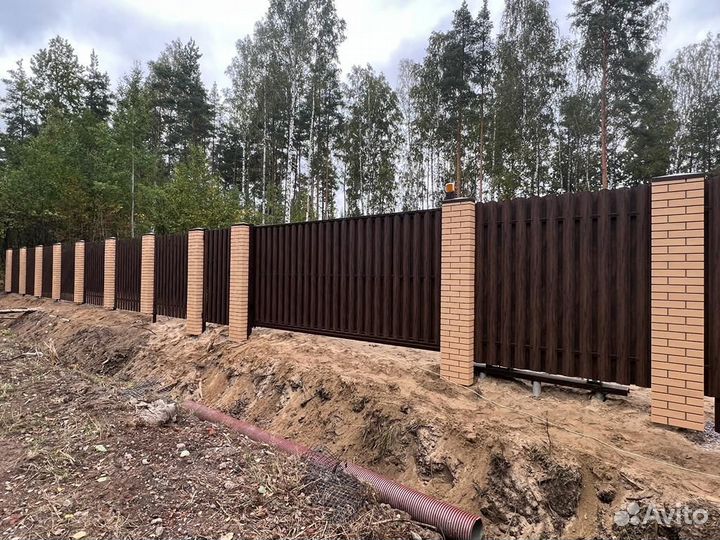 Забор 20 м из штакетника - под ключ