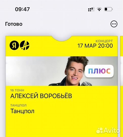 2 билета на концерт Алексея Воробьева