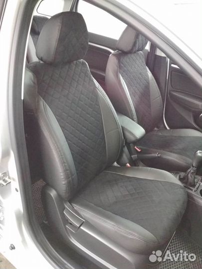 Чехлы Автопилот LADA Vesta Черные+альк черная+Ромб