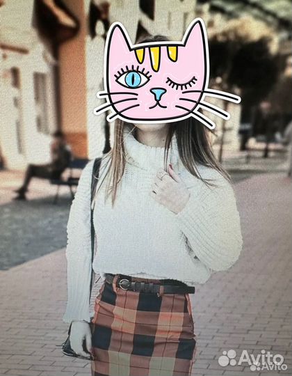 Юбка zara миди в клеточку яркая оранжевая