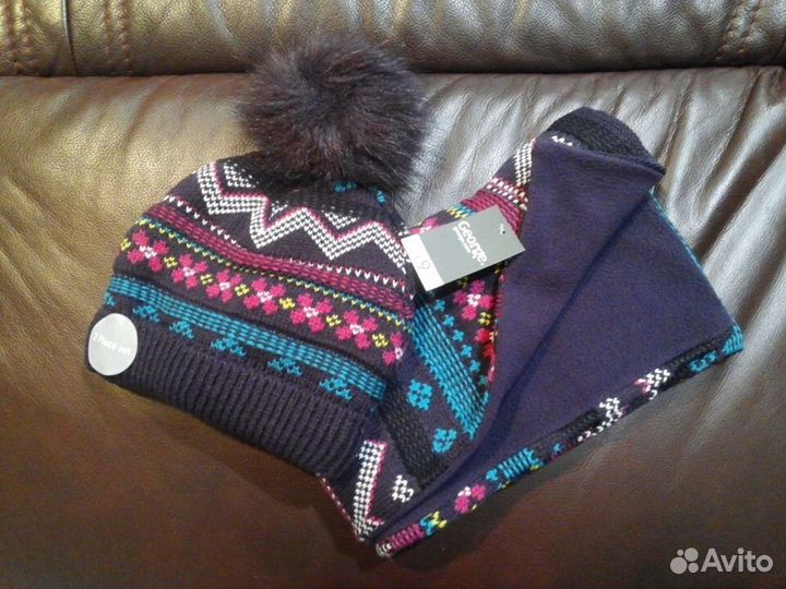 Шапка с шарфом George новая