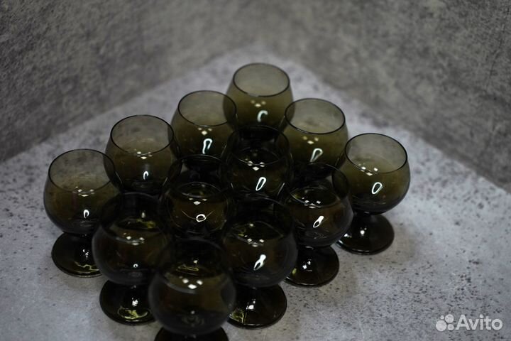 Коньячные бокалы на ножке СССР темное стекло - 12