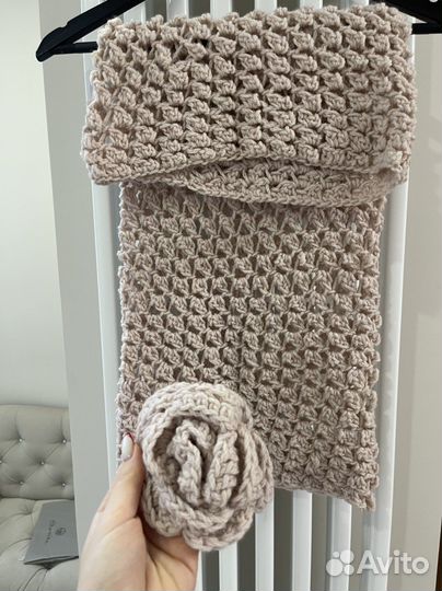 Шарф хомут снуд + брошка, ручная вязка на заказ