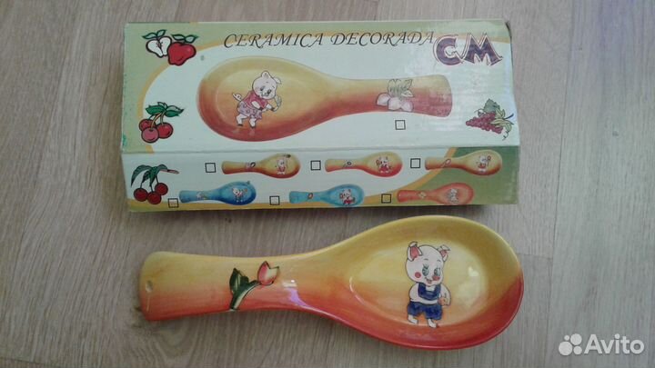 Пасхальная тарелка для яиц и ложки керамические