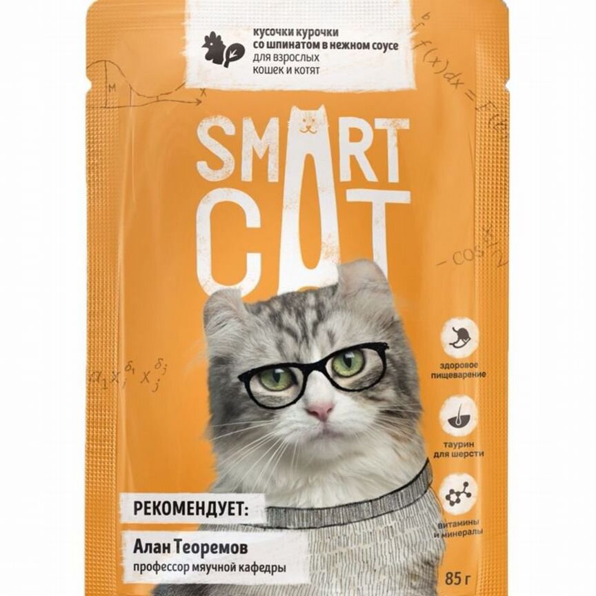 Корм (паучи) SMART Cat для взрослых кошек и котят