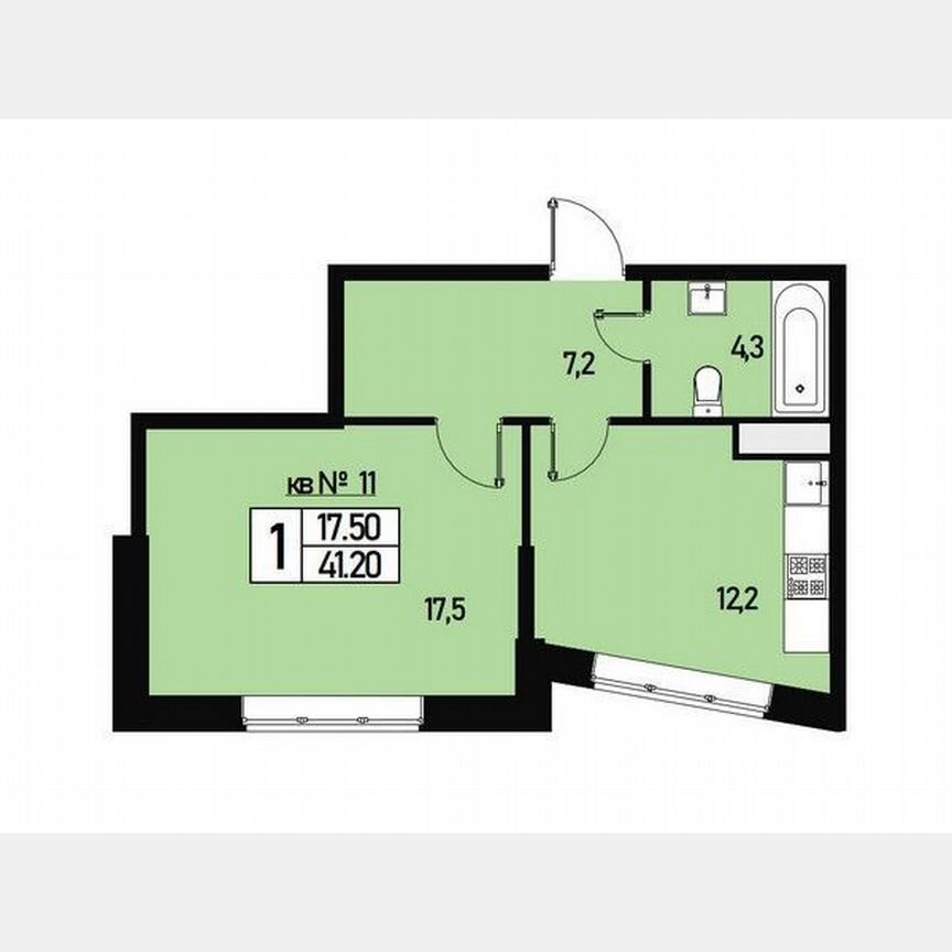 1-к. квартира, 41 м², 2/3 эт.