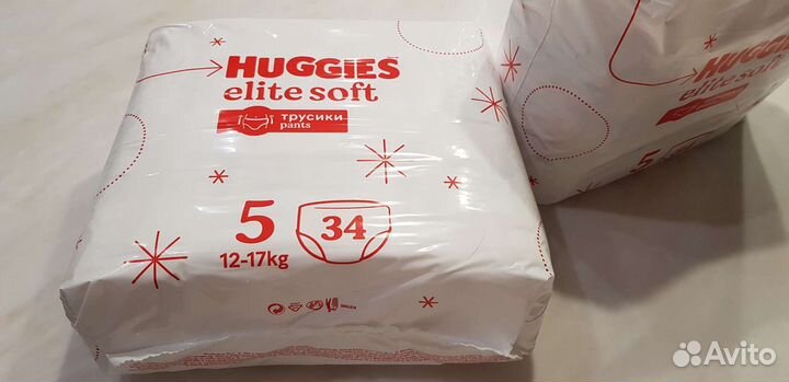 Подгузники трусики huggies elite soft -5; 12-17 кг