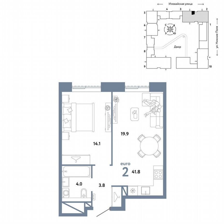 1-к. квартира, 41,8 м², 32/38 эт.