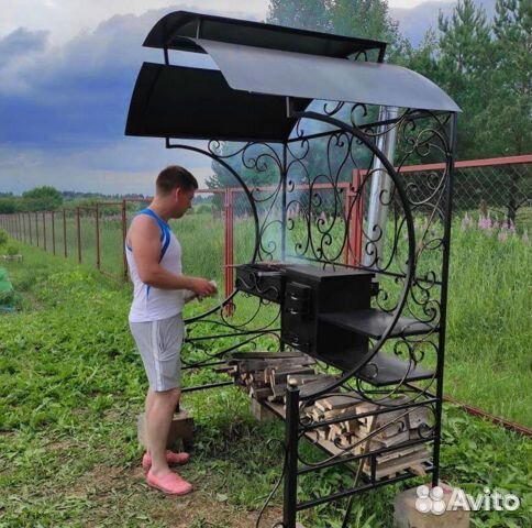 Мангал с печью под казан