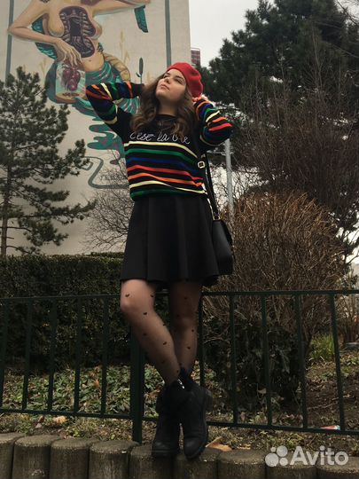 Джемпер New Look черный с цветными полосками