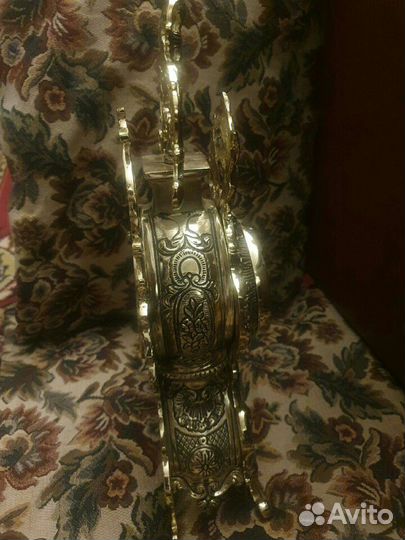 Каминные бронзовые часы, высота 40см