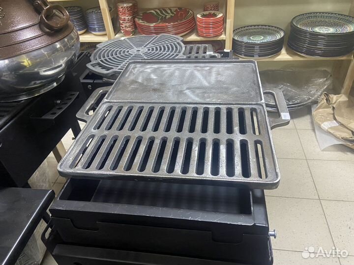 Чугунная решетка гриль сковорода