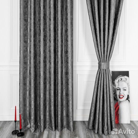 Комплект штор мрамор Зарина Темно-серый