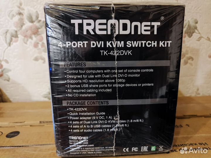 Переключатель консоли (KVM) trendnet 4-port DVI KV