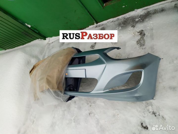 Бампер окрашенный в цвет Хендай Солярис Голубой