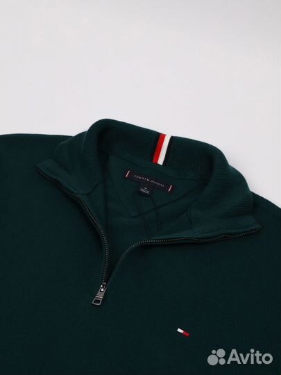 Свитер Tommy Hilfiger Solid Logo Quater-Zip Cypres