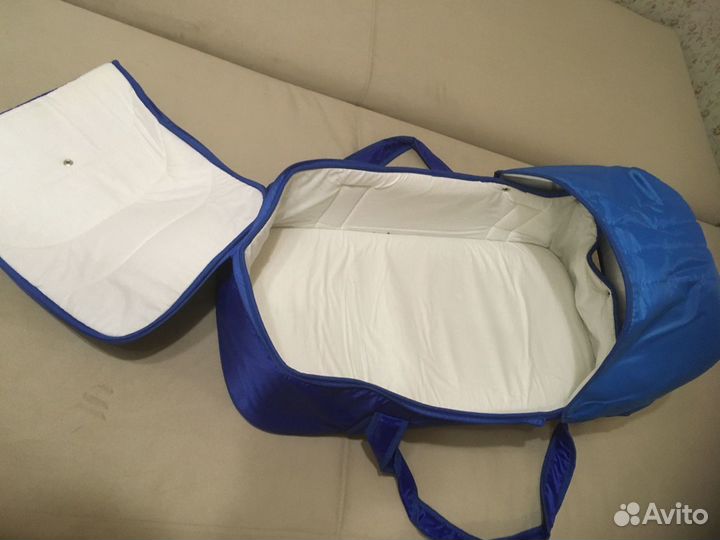 Детская люлька-переноска (кокон) цвет сине-василек