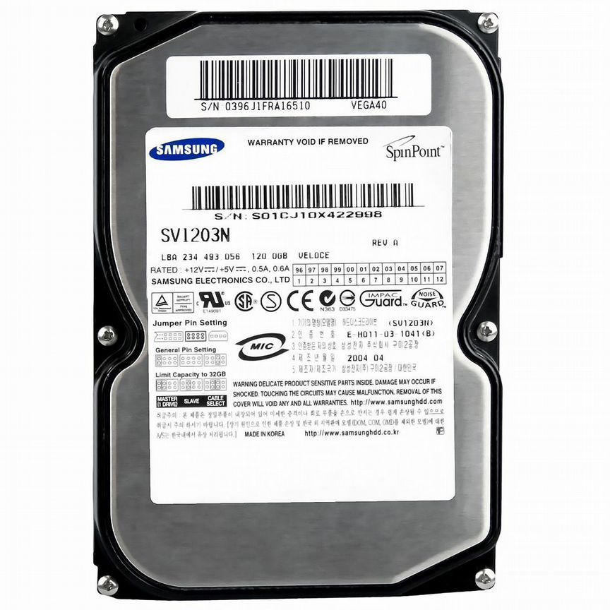 [SV1203N] Жесткий Диск Samsung 120gb Ide 3,5" Sv1203n