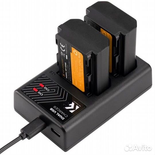 2 аккумулятора K&F Concept NP-FZ100 + зарядное