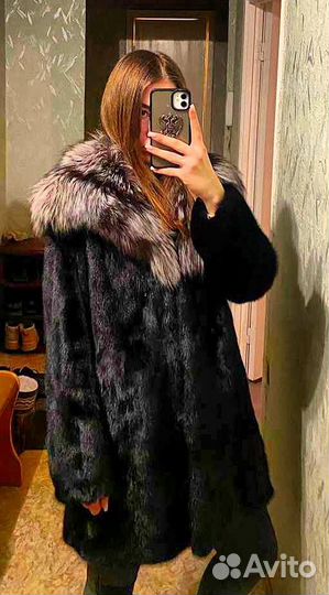 Шуба норковая с капюшоном 44-46