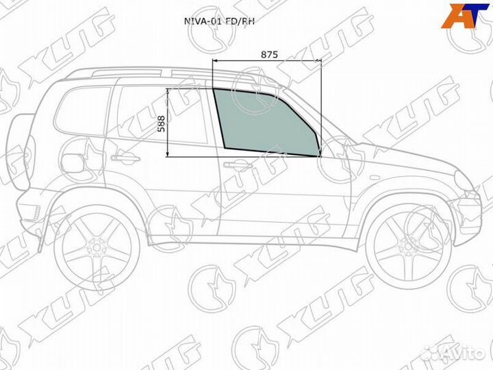 Стекло двери передней правой