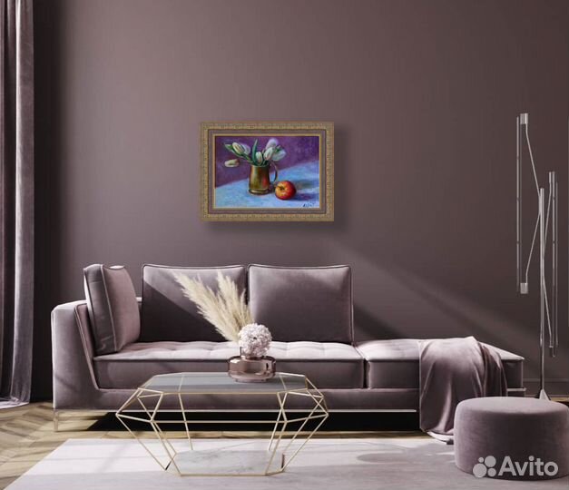 Картина маслом Цветы Тюльпаны в кружке