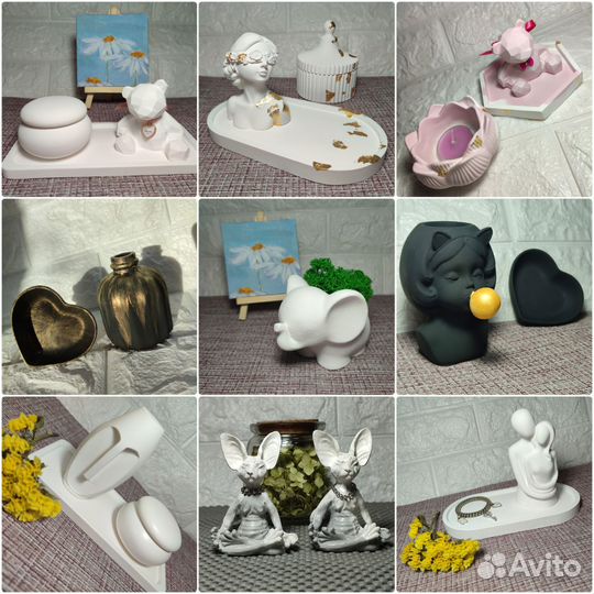 Гипсовые фигурки,шкатулки,декор