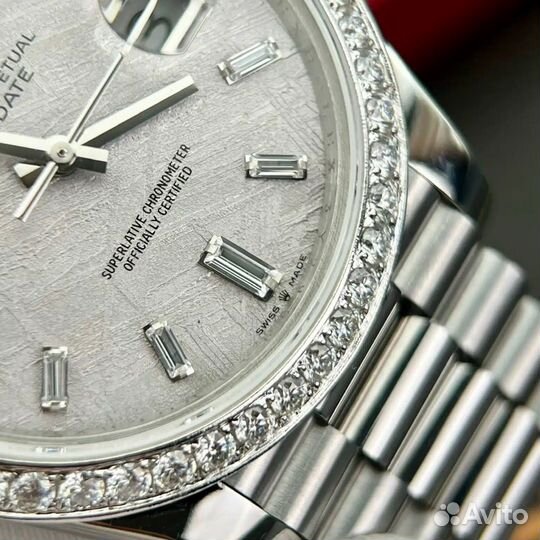 Rolex Day Date Meteorite dial Moissanite Bezel