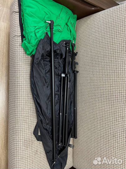 Хромакей 3/6 м. со стойками 3,7/3 м. Зеленый фон