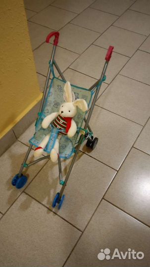 Коляска-каталка с зайцем ребенку от 1годика