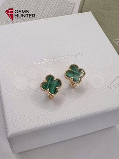 Серьги van cleef magic alhambra малахит