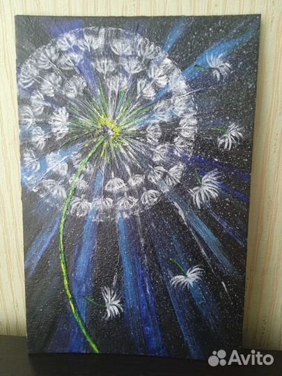 Картина акрилом Одуванчик