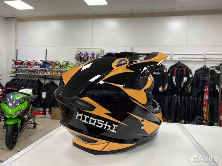 Шлем kioshi кроссовый Black/Yellow