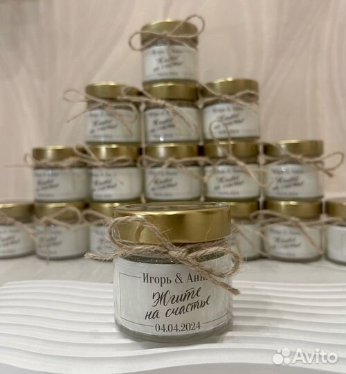 Свадебные свечи бонбоньерки, подарки гостям