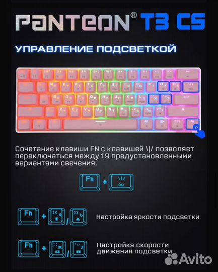 Клавиатура механическая с подсветкой panteon T3 CS