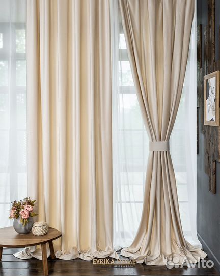 Комплект штор бархат Беллиссимо Ванильный крем