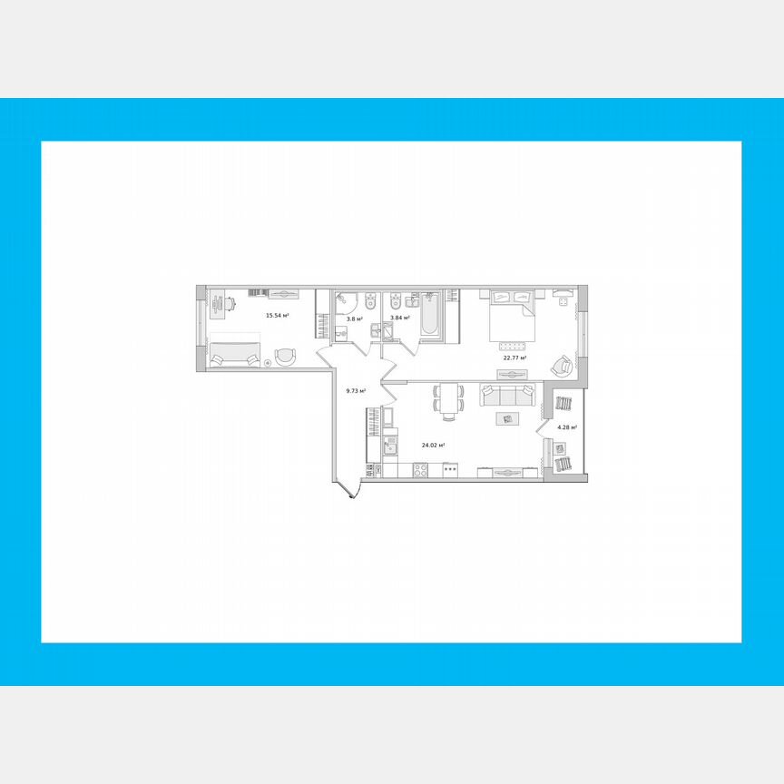 2-к. квартира, 79,7 м², 13/14 эт.