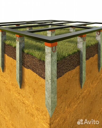 Забивка жб свай под опорную стену