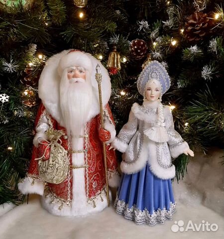 Дед мороз и Снегурочка под елку ручная работа