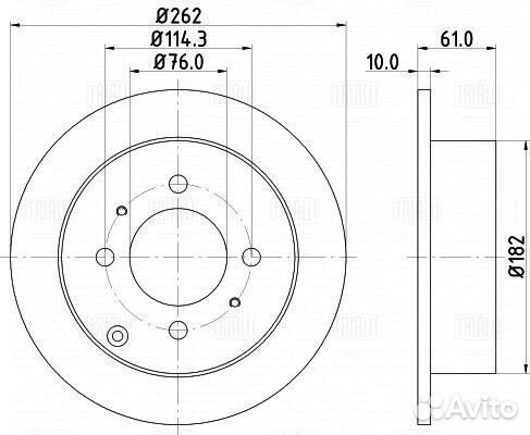 Диск тормозной задний d262 trialli DF 084811